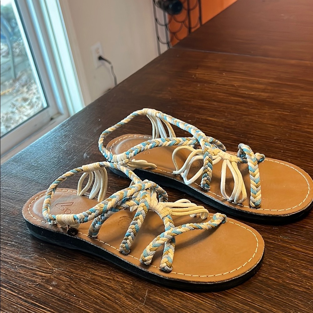 Blowfish Malibu Braided Sandals - Beige and Blue